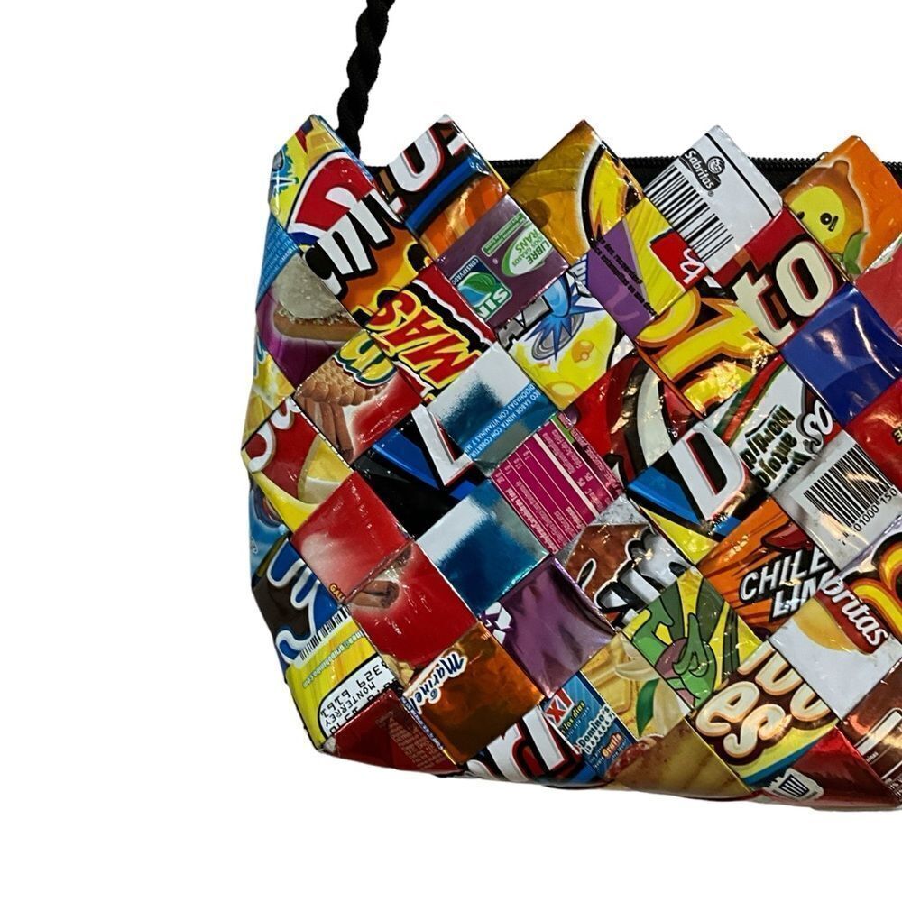 Handmade in Mexico Junk Food Woven Wrappers Bag Purse - Medium Zip Top - Picture 7 of 11